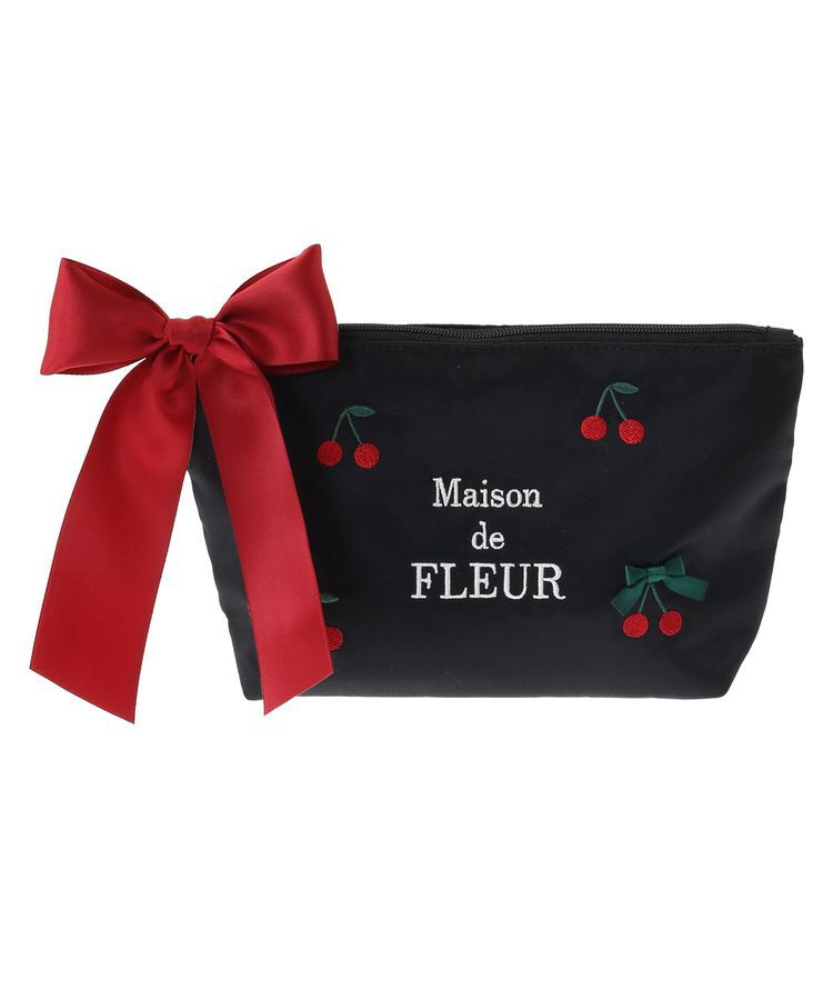 Maison de FLEUR「チェリー刺繍ポーチ」|ポーチ|