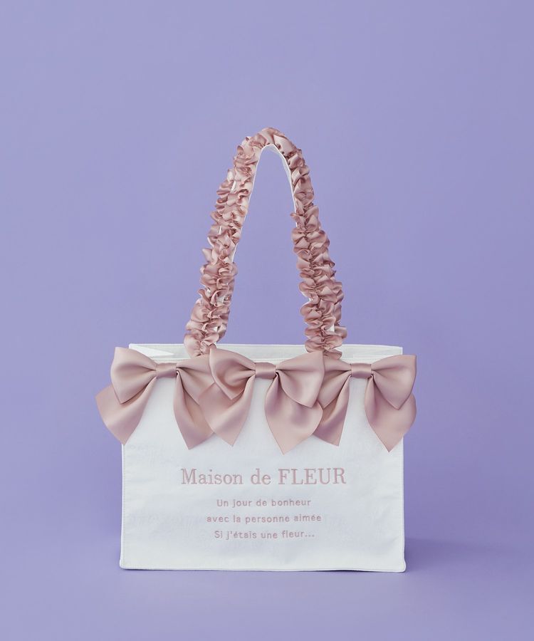 Maison de FLEUR「ジャカードリボンフリルスクエアトートMバッグ」|トートバッグ|