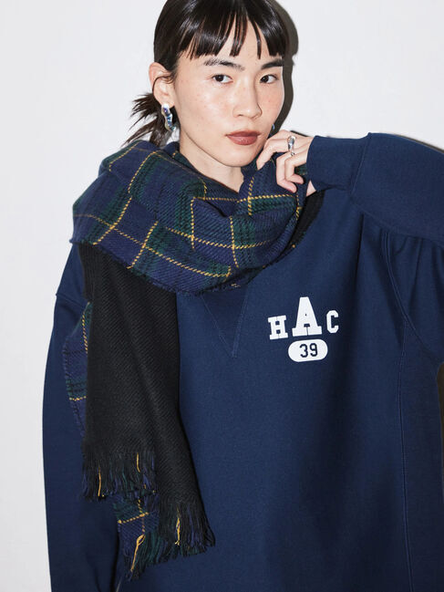  「チェック&times;ソリッドリバーシブルマフラー」|ストール|