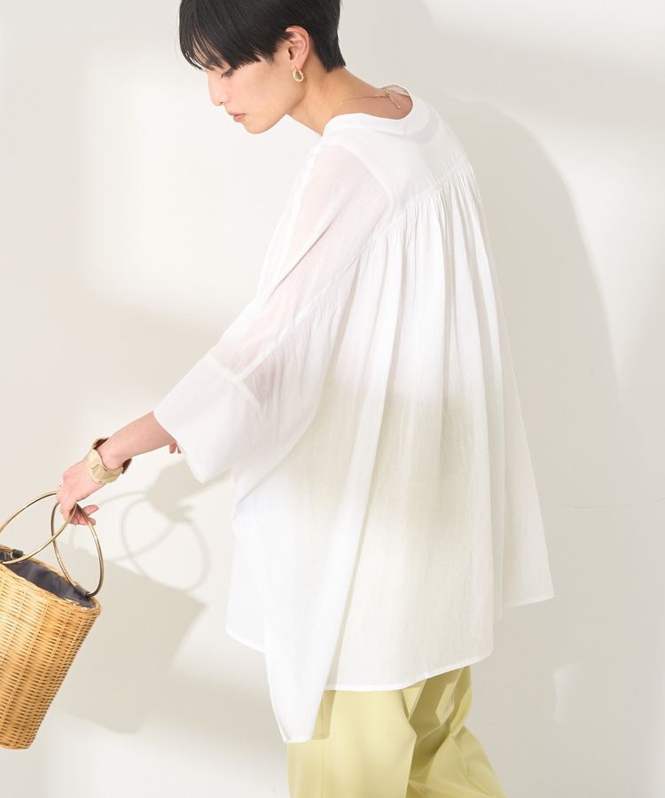 AMERICAN HOLIC「接触冷感Vネックシアー半袖BIGシャツ」|シャツ・ブラウス|Off White