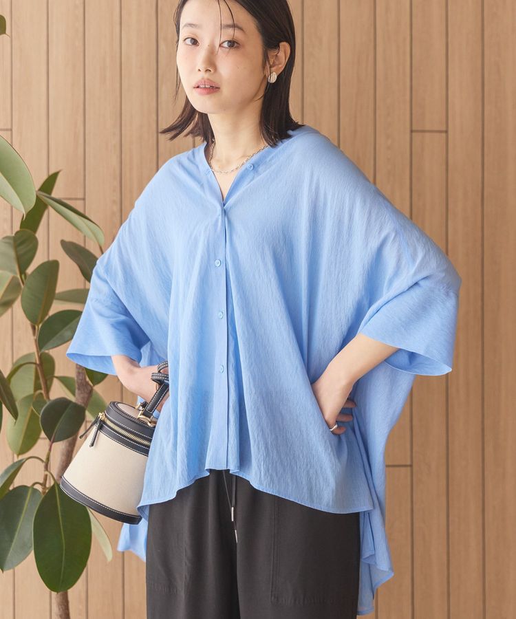 AMERICAN HOLIC「接触冷感Vネックシアー半袖BIGシャツ」|シャツ・ブラウス|