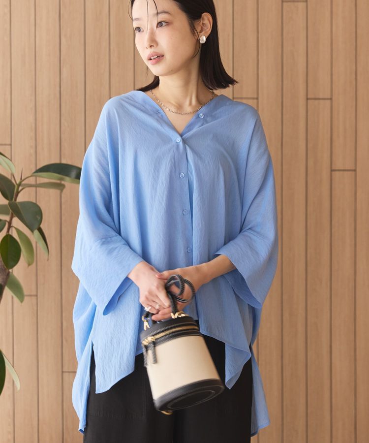 AMERICAN HOLIC「接触冷感Vネックシアー半袖BIGシャツ」|シャツ・ブラウス|