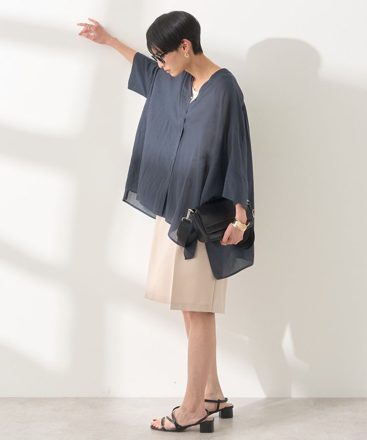 AMERICAN HOLIC「接触冷感Vネックシアー半袖BIGシャツ」|シャツ・ブラウス|