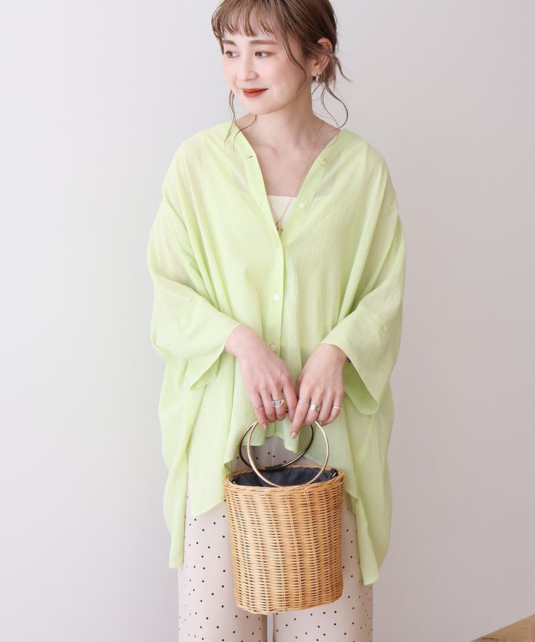 AMERICAN HOLIC「接触冷感Vネックシアー半袖BIGシャツ」|シャツ・ブラウス|