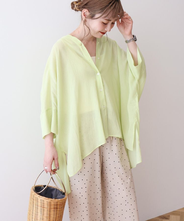 AMERICAN HOLIC「接触冷感Vネックシアー半袖BIGシャツ」|シャツ・ブラウス|