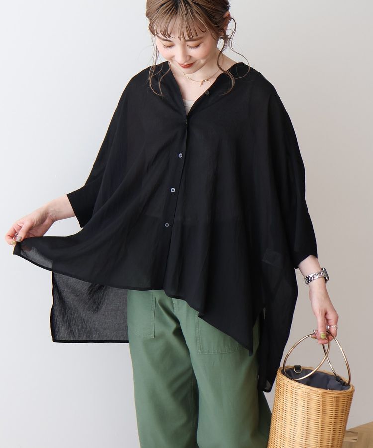AMERICAN HOLIC「接触冷感Vネックシアー半袖BIGシャツ」|シャツ・ブラウス|