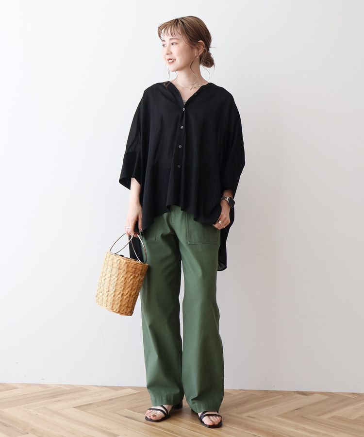 AMERICAN HOLIC「接触冷感Vネックシアー半袖BIGシャツ」|シャツ・ブラウス|