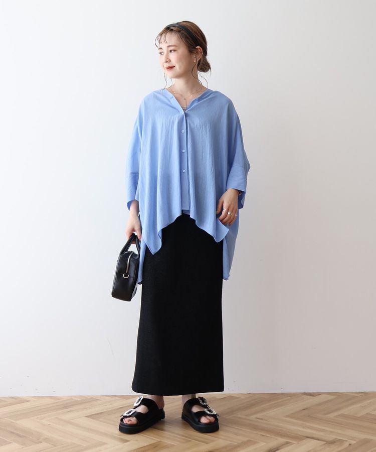 AMERICAN HOLIC「接触冷感Vネックシアー半袖BIGシャツ」|シャツ・ブラウス|