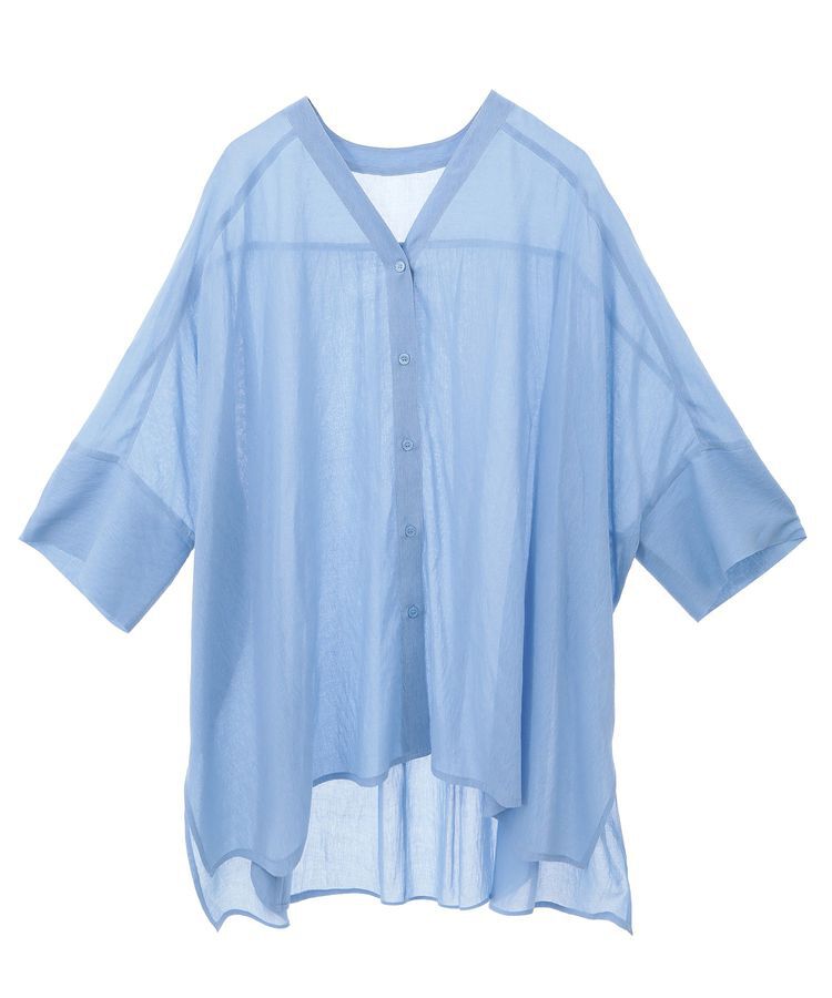 AMERICAN HOLIC「接触冷感Vネックシアー半袖BIGシャツ」|シャツ・ブラウス|