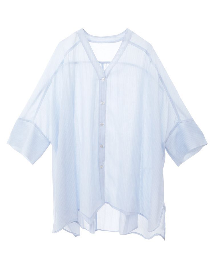 AMERICAN HOLIC「接触冷感Vネックシアー半袖BIGシャツ」|シャツ・ブラウス|