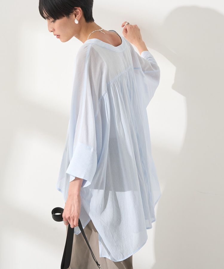 AMERICAN HOLIC「接触冷感Vネックシアー半袖BIGシャツ」|シャツ・ブラウス|Stripe