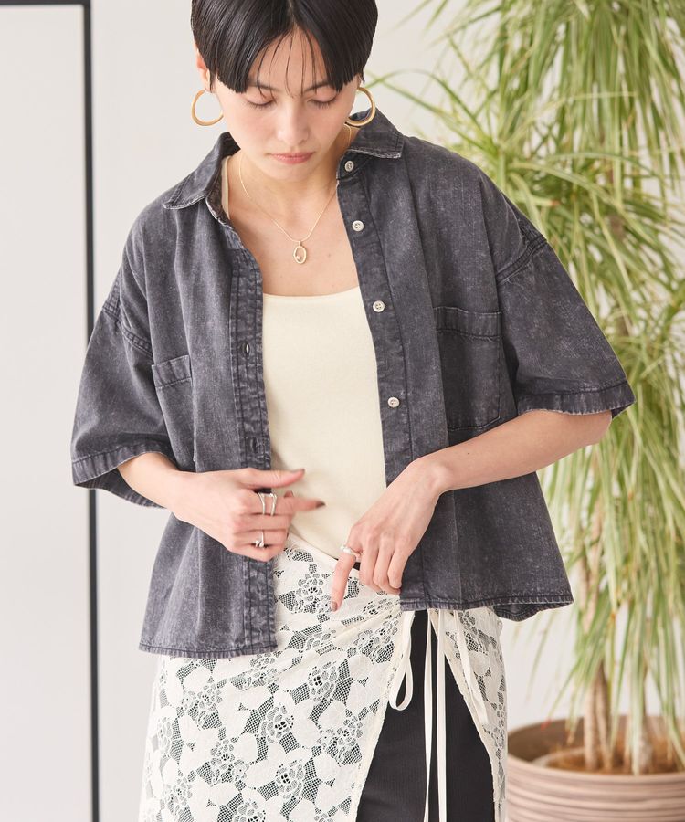 AMERICAN HOLIC「Wポケットデニムショートシャツ」|シャツ・ブラウス|