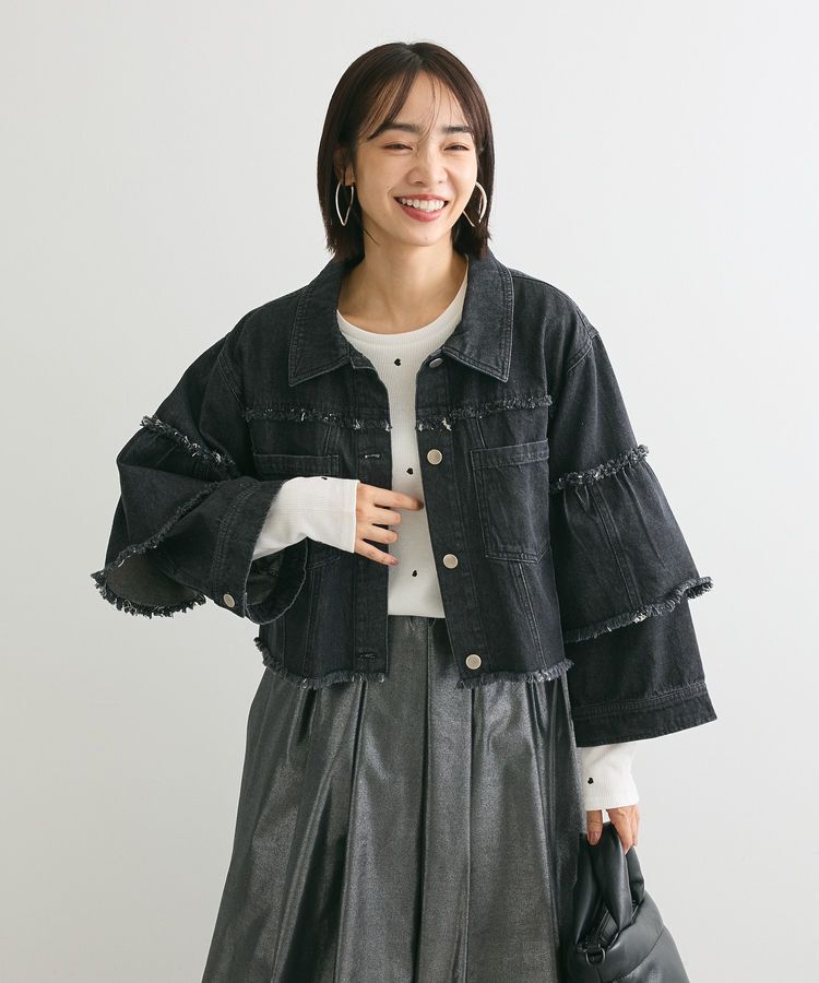 Green Parks「・DOUBLE FLAGS フレアスリーブGジャン」|その他|Black