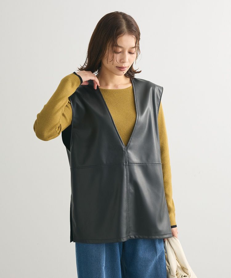 Green Parks「もちっと袖配色ボートネックニットプルオーバー」|ニット・セーター|