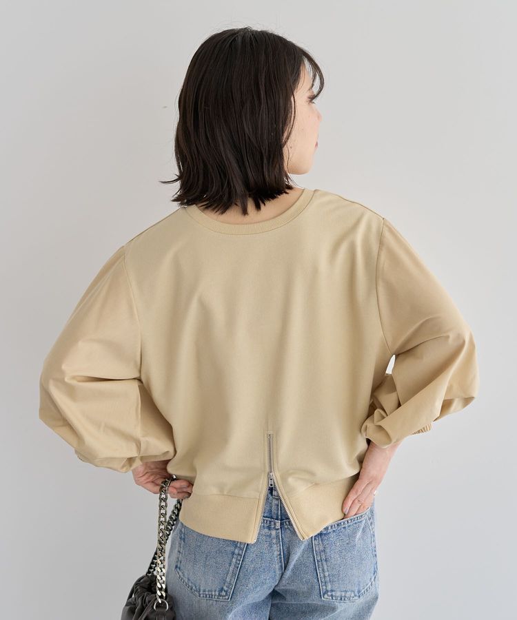 Green Parks「2WAY7分袖タック裾ZIPプルオーバー」|Tシャツ・カットソー|