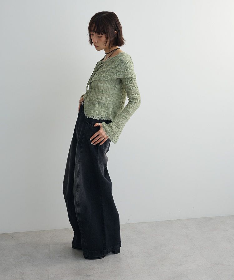 AnriettMusee「シャーリングオフショルプルオーバー」|Tシャツ・カットソー|