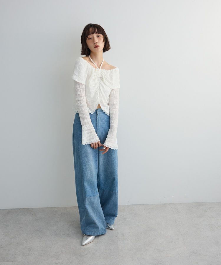 AnriettMusee「シャーリングオフショルプルオーバー」|Tシャツ・カットソー|