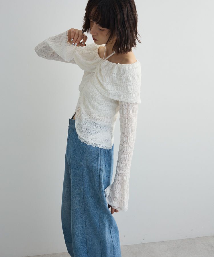 AnriettMusee「シャーリングオフショルプルオーバー」|Tシャツ・カットソー|