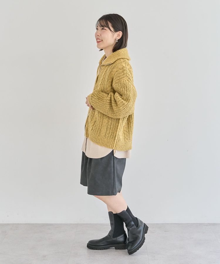 Green Parks「衿付きケーブルzipカーディガン」|カーディガン|