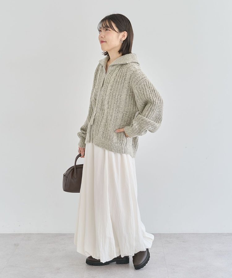 Green Parks「衿付きケーブルzipカーディガン」|カーディガン|