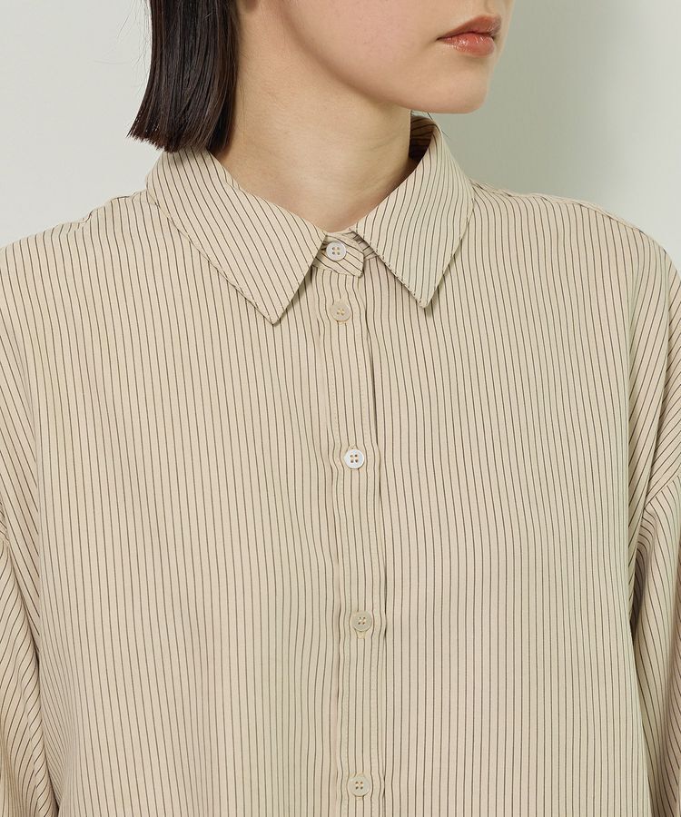 Green Parks「シルキータッチストライプシャツ」|シャツ・ブラウス|