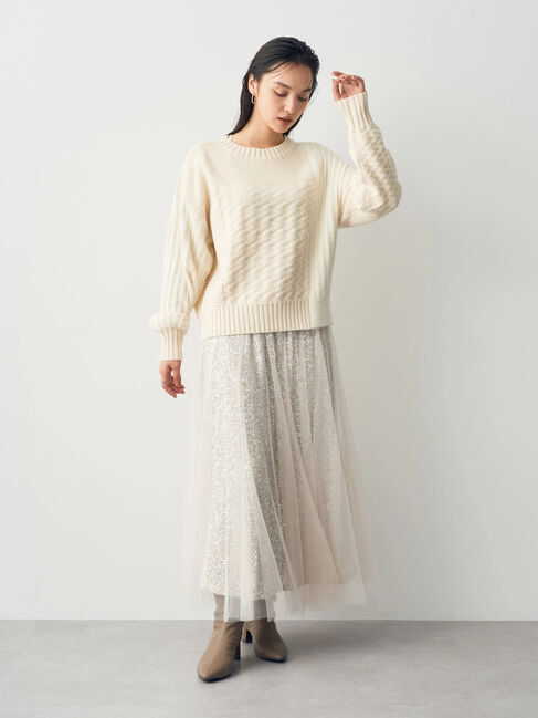 YECCA VECCA「フェザーMIXブロッキングニット」|ニット・セーター|