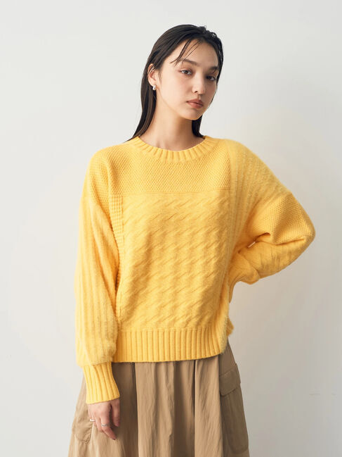 YECCA VECCA「フェザーMIXブロッキングニット」|ニット・セーター|