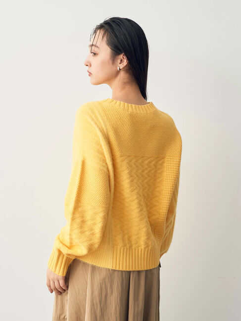 YECCA VECCA「フェザーMIXブロッキングニット」|ニット・セーター|