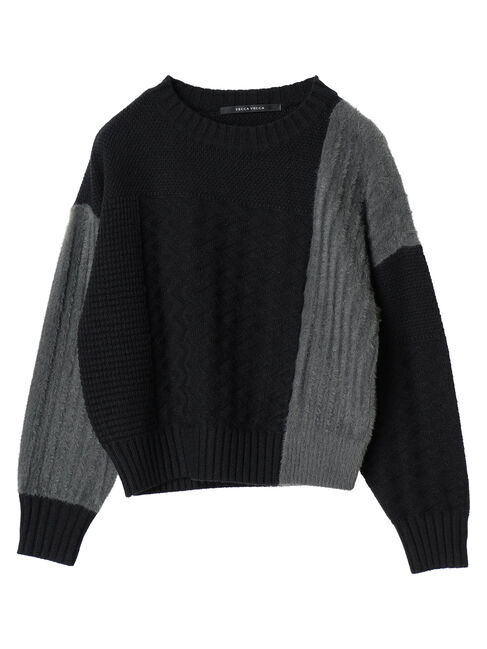 YECCA VECCA「フェザーMIXブロッキングニット」|ニット・セーター|