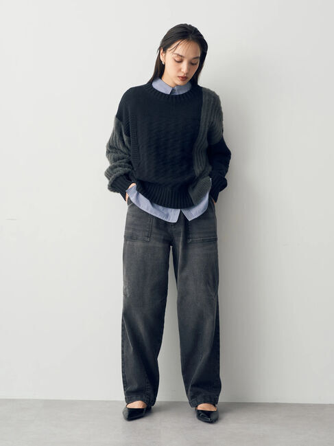 YECCA VECCA「フェザーMIXブロッキングニット」|ニット・セーター|