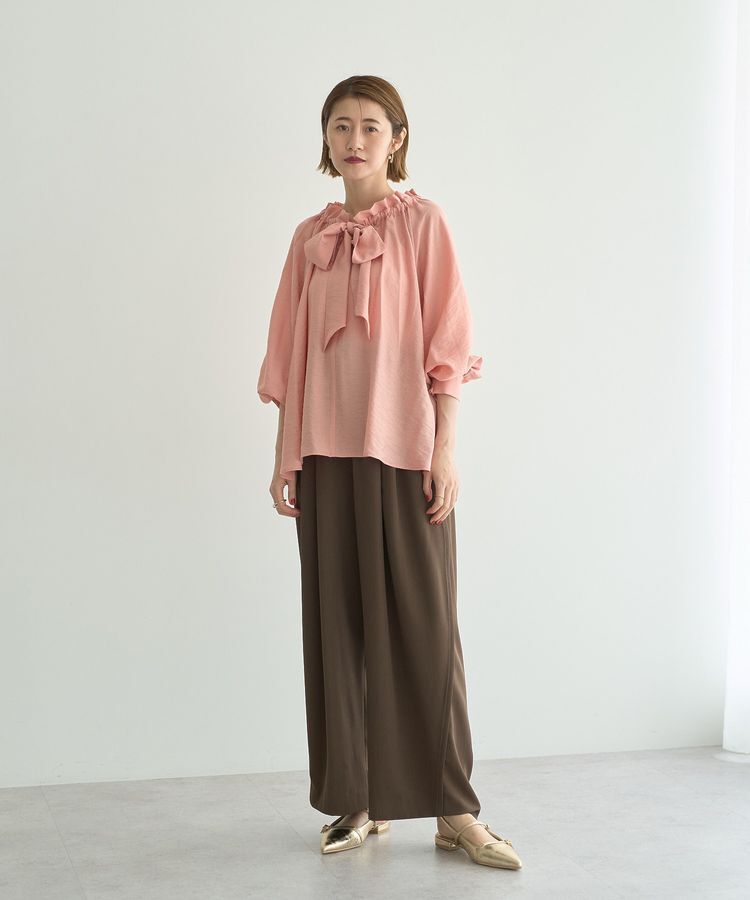 YECCA VECCA「フリルギャザーボウタイブラウス」|シャツ・ブラウス|