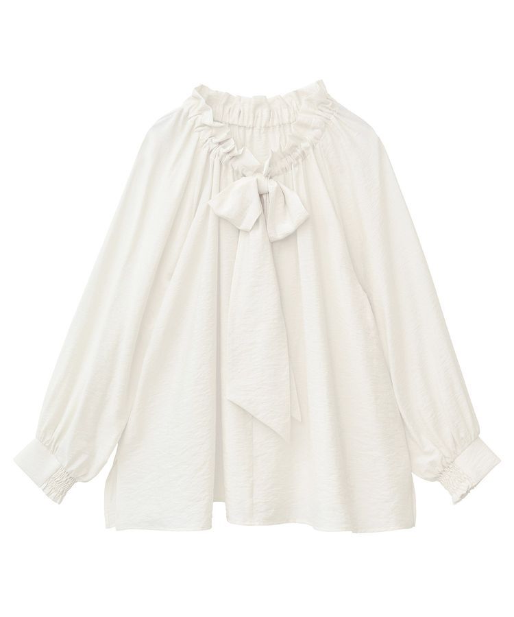 YECCA VECCA「フリルギャザーボウタイブラウス」|シャツ・ブラウス|