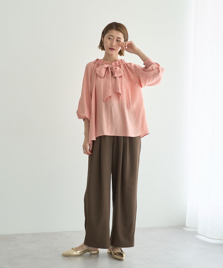 YECCA VECCA「フリルギャザーボウタイブラウス」|シャツ・ブラウス|