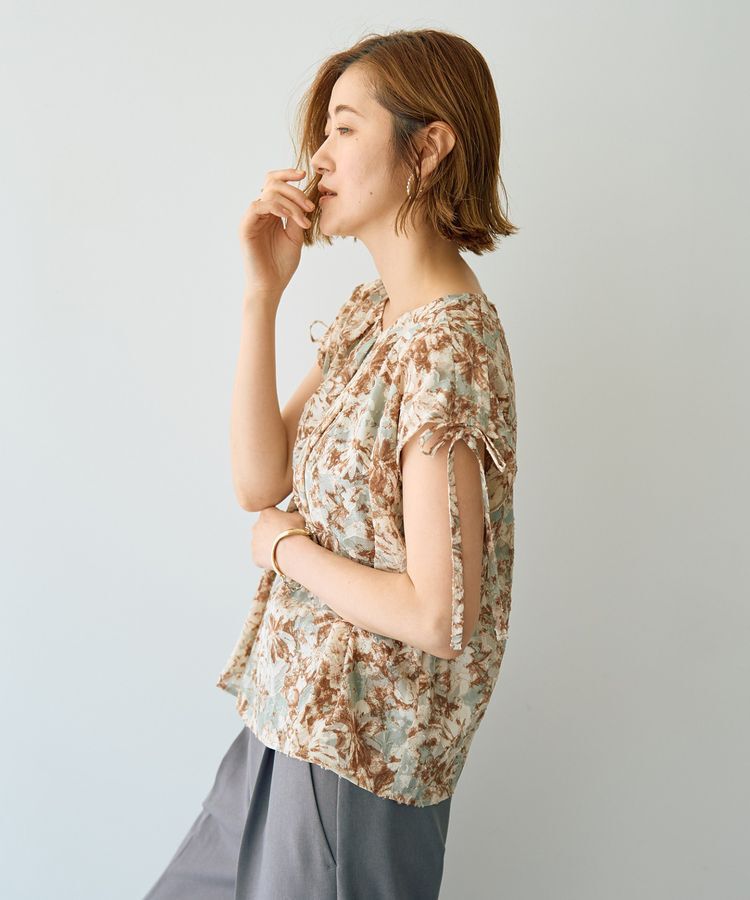 YECCA VECCA「【DOLL UP OOPS】フラワープリントギャザーブラウス」|シャツ・ブラウス|