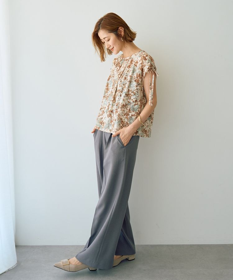 YECCA VECCA「【DOLL UP OOPS】フラワープリントギャザーブラウス」|シャツ・ブラウス|