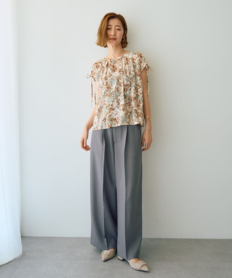 YECCA VECCA「【DOLL UP OOPS】フラワープリントギャザーブラウス」|シャツ・ブラウス|