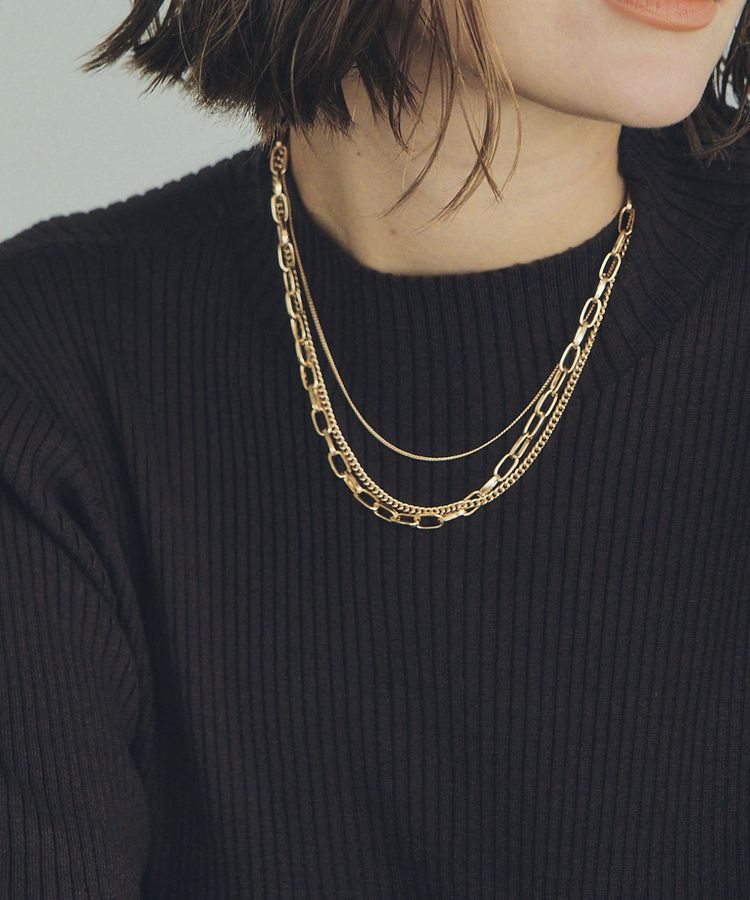 YECCA VECCA「3連チェーンMIXネックレス」|ネックレス|