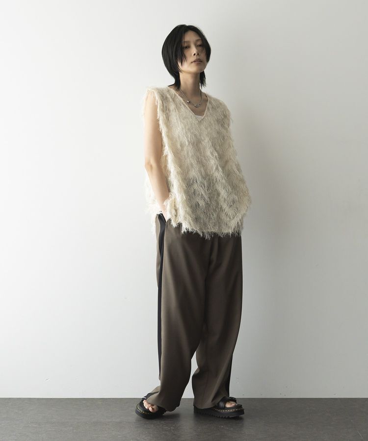 GARAGE OF GOOD CLOTHING「【日本製】フリンジVネックフレアプルオーバー」|ベスト・ジレ|