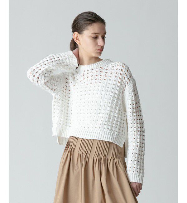 allureville「コットンリリーメッシュプルオーバー」|ニット・セーター|