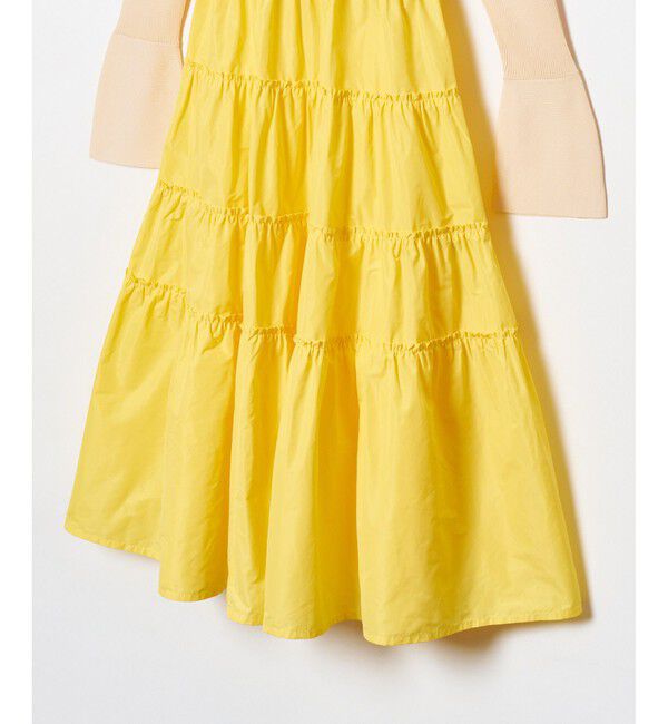 LOULOU WILLOUGHBY「【LOULOU WILLOUGHBY】タフタティアードニットワンピース」|ワンピース|