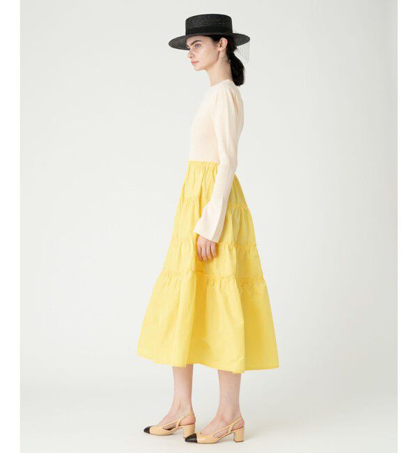 LOULOU WILLOUGHBY「【LOULOU WILLOUGHBY】タフタティアードニットワンピース」|ワンピース|