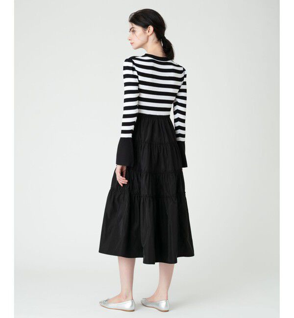 LOULOU WILLOUGHBY「【LOULOU WILLOUGHBY】タフタティアードニットワンピース」|ワンピース|