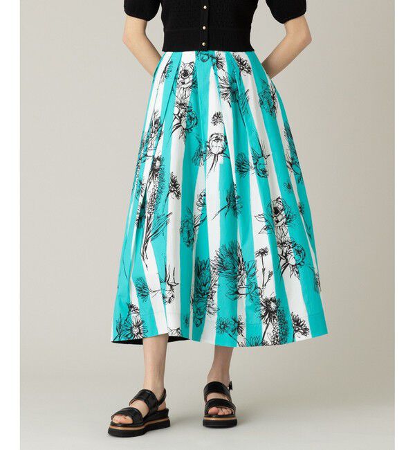 LOULOU WILLOUGHBY「【LOULOU WILLOUGHBY】NEONストライプフラワースカート」|フレア|