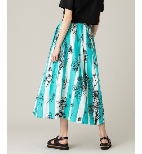 LOULOU WILLOUGHBY「【LOULOU WILLOUGHBY】NEONストライプフラワースカート」|フレア|