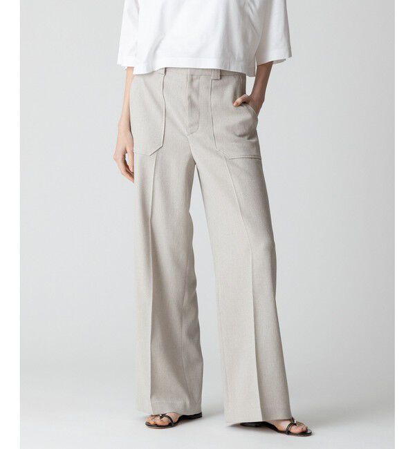 allureville「【セットアップ対応可能】麻調カルゼワイドパンツ」|その他|ベージュ