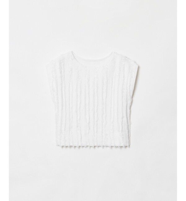 allureville「フリンジフレンチスリーブプルオーバー」|ニット・セーター|オフホワイト