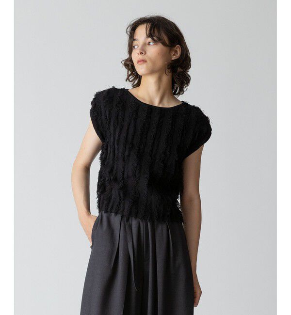 allureville「フリンジフレンチスリーブプルオーバー」|ニット・セーター|