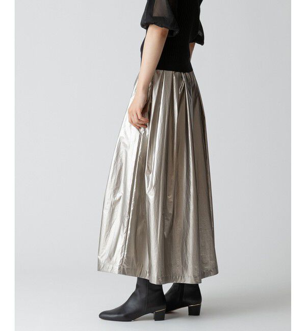 allureville「メタリックタックフレアスカート」|スカート|