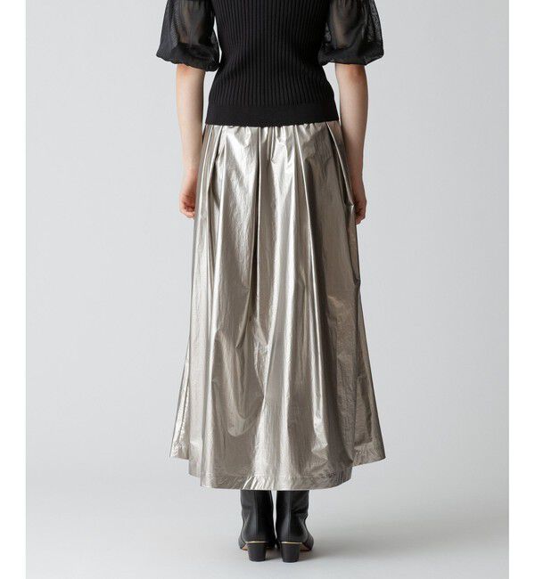 allureville「メタリックタックフレアスカート」|スカート|