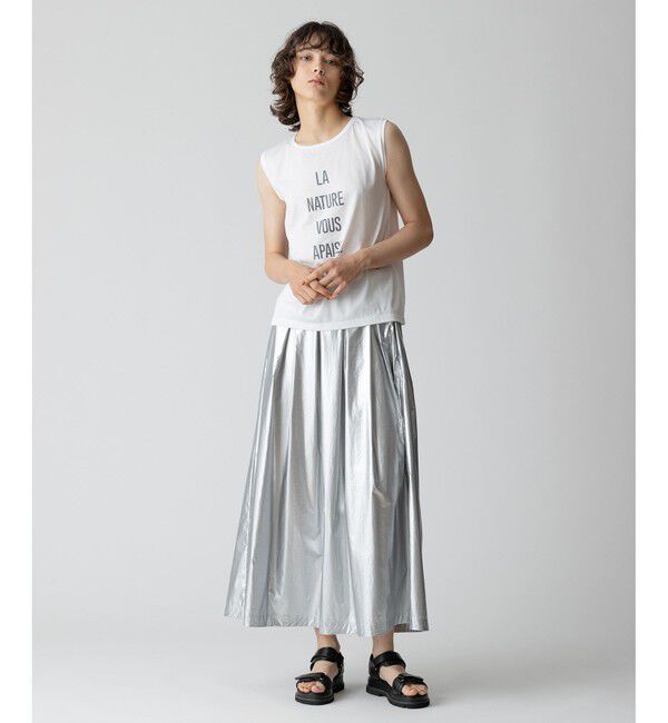 allureville「メタリックタックフレアスカート」|スカート|